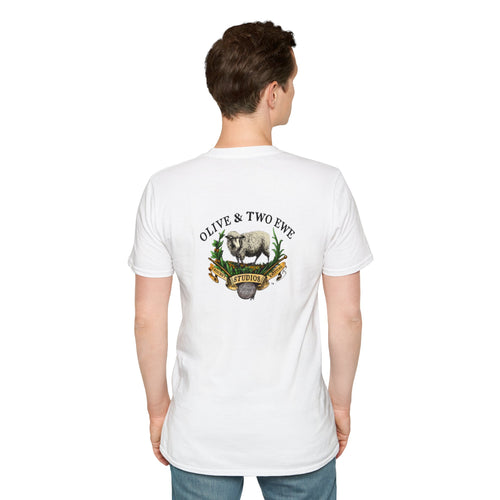 Simple Olive & Two Ewe Studios Logo (on back)  Unisex Softstyle T-Shirt