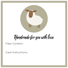 Handmade for You with Love Tags - Fiber and Care Instructions