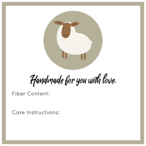 Handmade for You with Love Tags - Fiber and Care Instructions